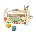 Janod Pure Tap Pastel Wooden Xylophone Pounding Bench with Cherry Wood Balls Bee Shaped Hammer for Ages 12 Months J05155 - Image 3