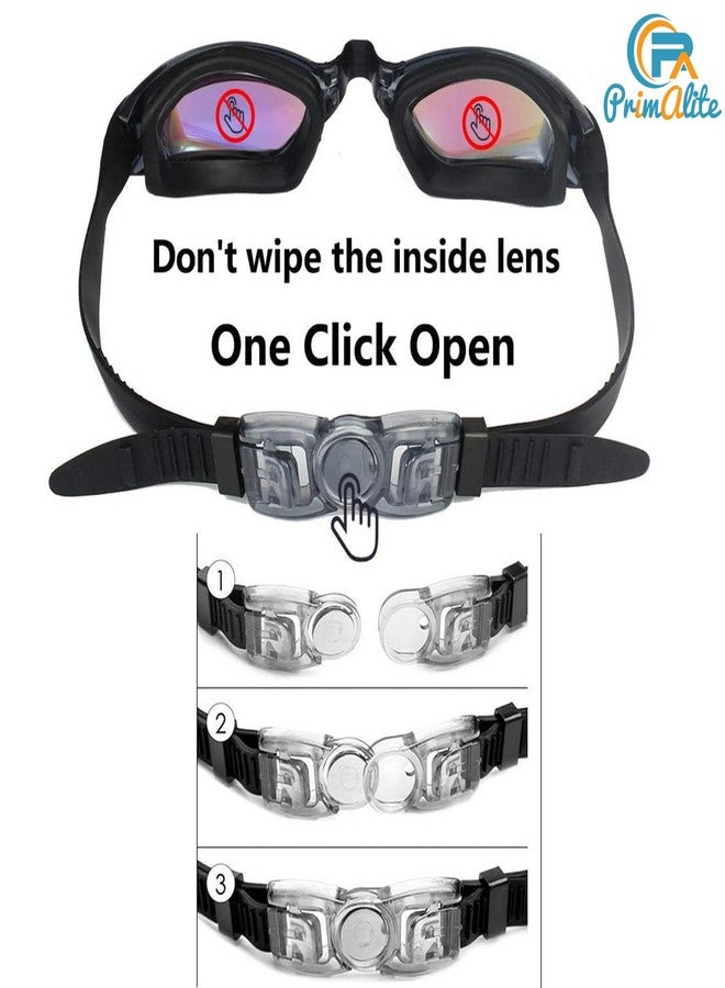 Primalite طقم سباحة PrimAlite - نظارات سباحة وقبعة سباحة، مشبك أنف، سدادات أذن، وحافظة - مصنوع من السيليكون المقاوم للانزلاق على النظارات والقبعة، مضاد للضباب، حماية من الأشعة فوق البنفسجية، مناسب للشعر الطويل - للبالغين من الرجال والنساء - إصدار أسود - Image 5