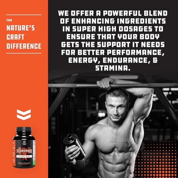 Natures Craft مكمل التستوستيرون للرجال - معزز التستوستيرون للرجال مع عشب الماعز الشقي، جذر الماكا، تونغكات علي وتريبولوس تيرستريس - دعم الطاقة، معزز الأداء، بناء العضلات - 60 كبسولة - Image 3