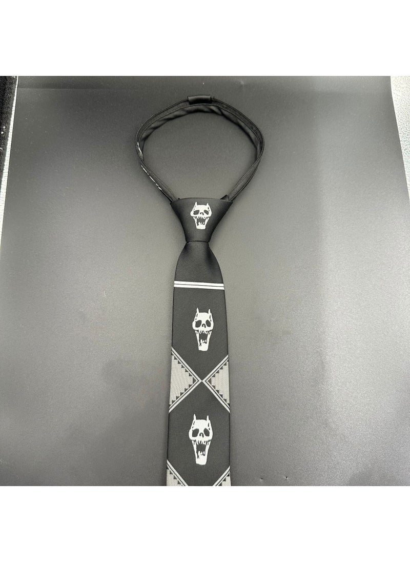 Generic - Anime JOJO Tie Kira Yoshiro Wonderful Adventure Skull Black Purple Green Men's Hand Tie Zipper green - Image 1