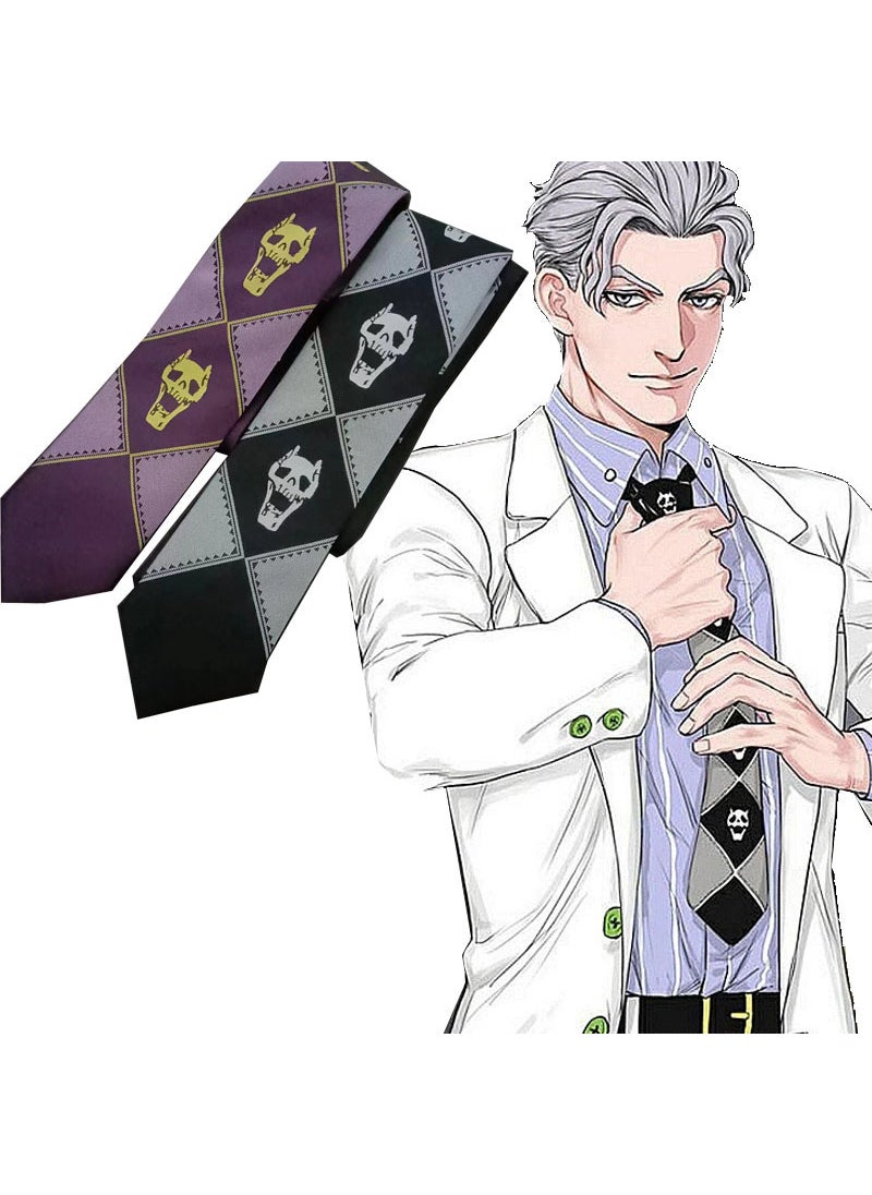 Generic - Anime JOJO Tie Kira Yoshiro Wonderful Adventure Skull Black Purple Green Men's Hand Tie Zipper green - Image 1