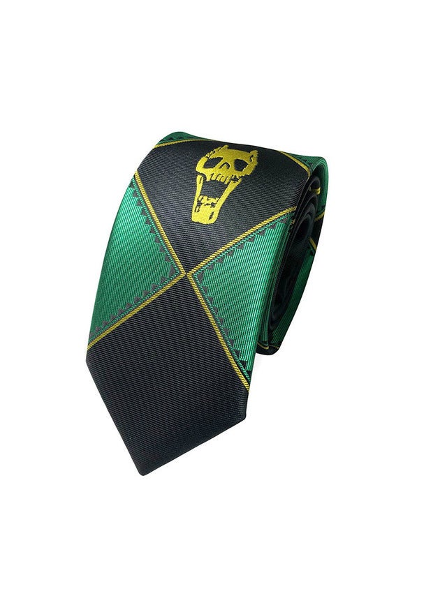 Generic - Anime JOJO Tie Kira Yoshiro Wonderful Adventure Skull Black Purple Green Men's Hand Tie Zipper green - Image 1