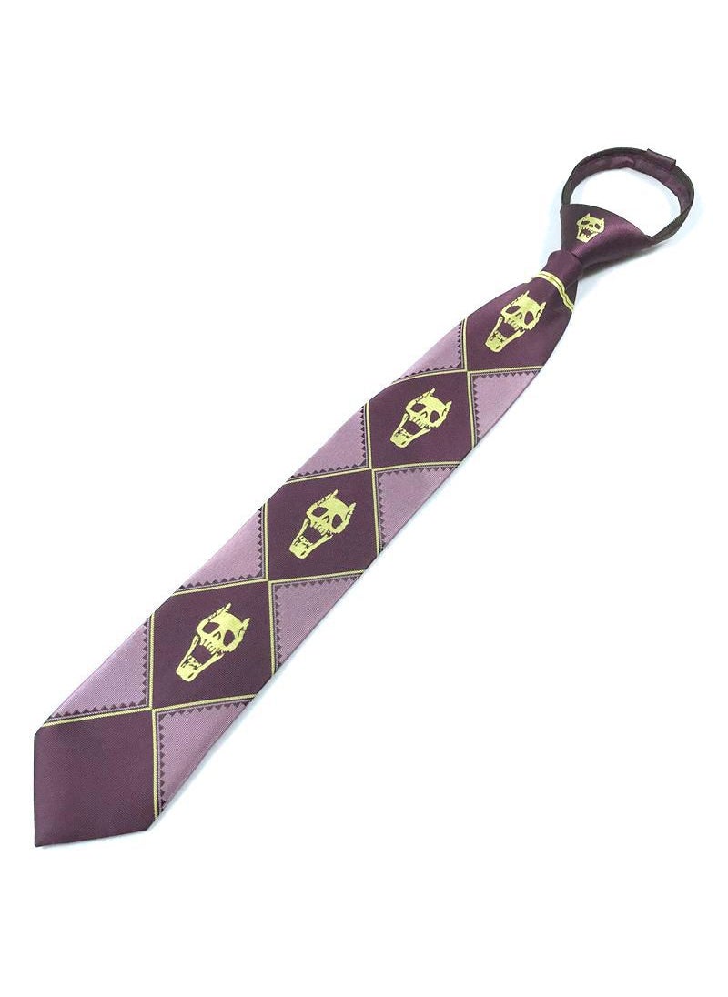 Generic - Anime JOJO Tie Kira Yoshiro Wonderful Adventure Skull Black Purple Green Men's Hand Tie Zipper green - Image 1