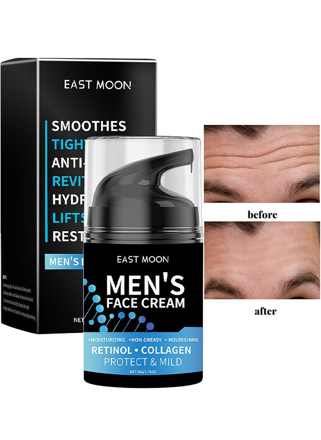 East Moon - Men's Face Cream, Men's Retinol And Collagen Moisturizer Anti-Aging Face Cream For Men, Naturally Collagen And Hyaluronic Acid, Day And Night Anti Wrinkle Control Oil Face Cream Lotion For Mens Skin Care 50ML - Image 1