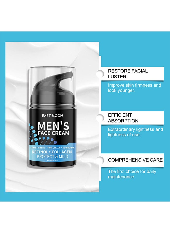 East Moon - Men's Face Cream, Men's Retinol And Collagen Moisturizer Anti-Aging Face Cream For Men, Naturally Collagen And Hyaluronic Acid, Day And Night Anti Wrinkle Control Oil Face Cream Lotion For Mens Skin Care 50ML - Image 1