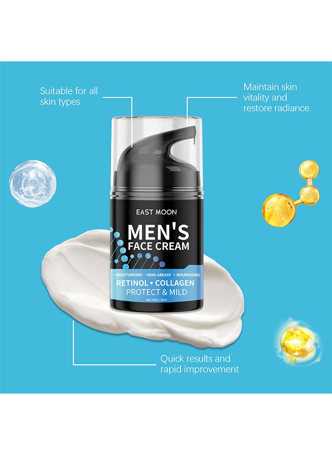 East Moon - Men's Face Cream, Men's Retinol And Collagen Moisturizer Anti-Aging Face Cream For Men, Naturally Collagen And Hyaluronic Acid, Day And Night Anti Wrinkle Control Oil Face Cream Lotion For Mens Skin Care 50ML - Image 1