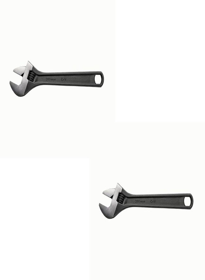 AGRICO TATA Adjustable Wrench 8 Inch Vanadium Steel with Adjustable Jaws | Fully Hardened & Tempered, Effortless Screw Adjustment for Precision Repairs (Pack of 2)