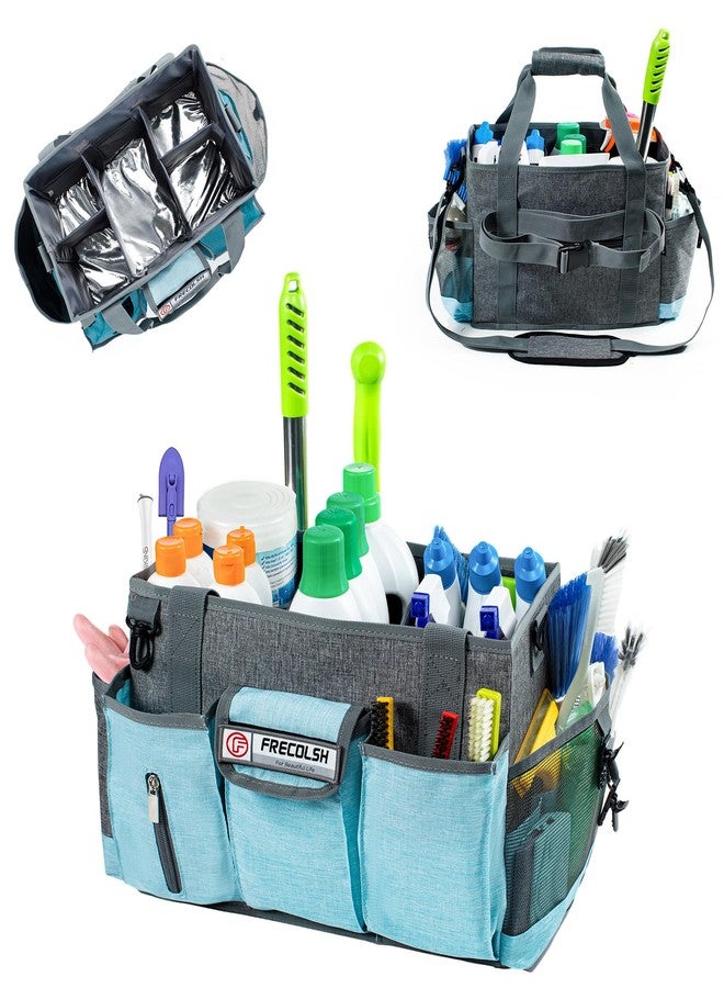 FRECOLSH Large Cleaning Caddy for Cleaning Suppliers Organizer,15" Storage Organizer for House Clean Essential, Wearable Cleaing Bag, Storage Caddy for Housekeeping - Image 1