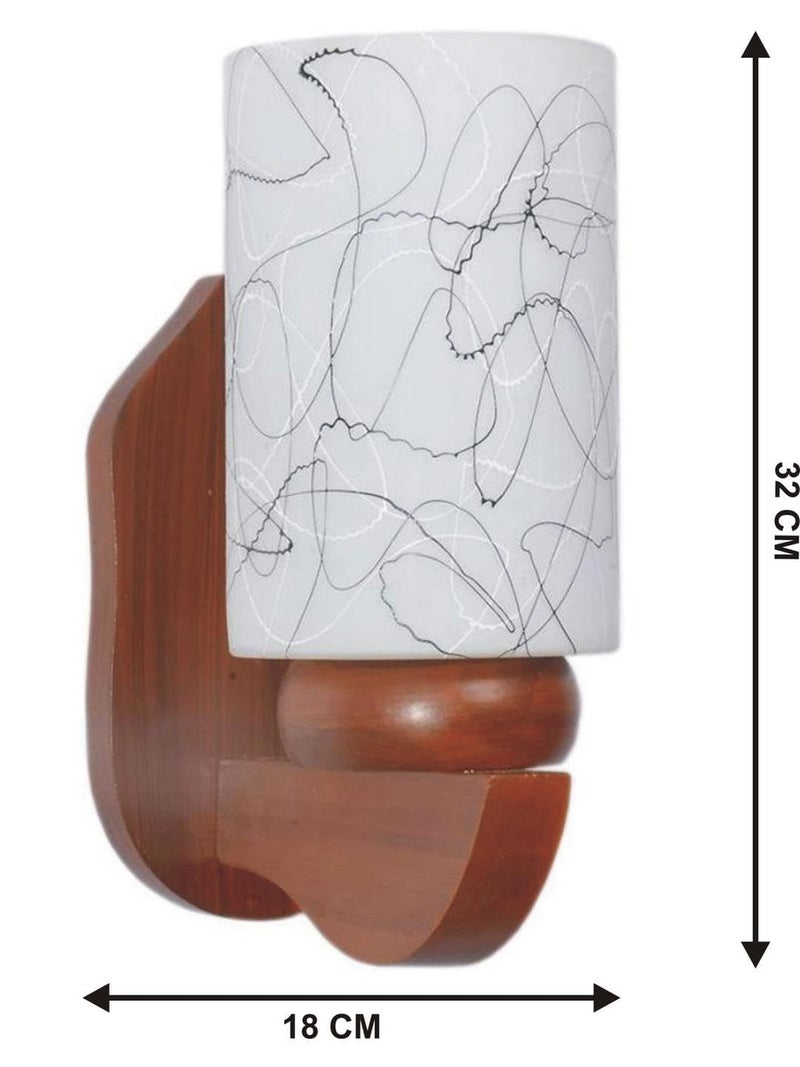 Somil Brown Wooden Wall Lamp with Hand Decorated Colorful Glass Shade | Vintage Style Indoor Wall Light | Decorative Lamp for Living Room, Bedroom, Hallway, Café & Restaurant – 19 x 27 x 30 cm - Image 3
