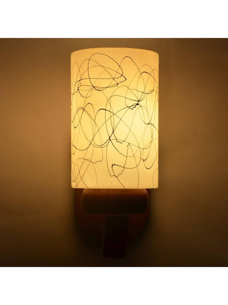 Somil Brown Wooden Wall Lamp with Hand Decorated Colorful Glass Shade | Vintage Style Indoor Wall Light | Decorative Lamp for Living Room, Bedroom, Hallway, Café & Restaurant – 19 x 27 x 30 cm - Image 2