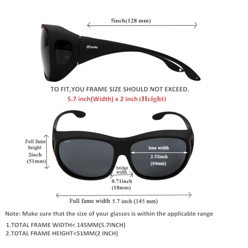 yodo Fit Over Glasses Sunglasses with Polarized Lenses for Men and Women,Black - Image 3