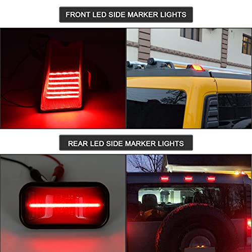 Mynoway 10 PCS Smoked Lens LED Cab Roof Light Kit Replacement for H2 2003-2009, H2 SUT 2005-2009 Top Clearance Marker Lights Amber & Red LED Front Rear OE Halogen Lamps Replacement - Image 2