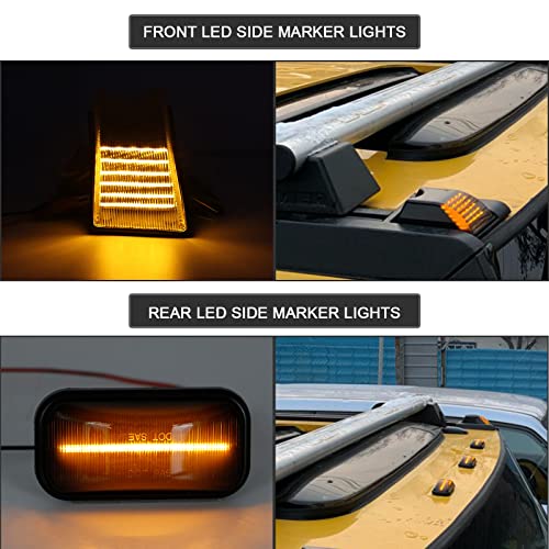 Mynoway 10 PCS Smoked Lens LED Cab Roof Light Kit Replacement for H2 2003-2009, H2 SUT 2005-2009 Top Clearance Marker Lights Amber & Red LED Front Rear OE Halogen Lamps Replacement - Image 3