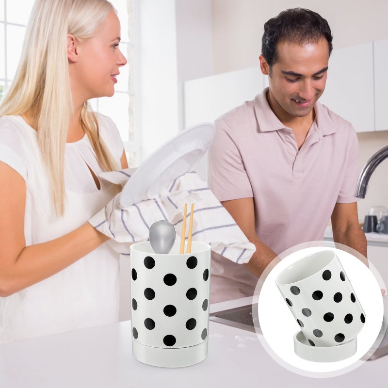 Ceramic Chopstick Bucket Countertop Cutlery Draining Holder Detachable Silverware Holder - Image 1