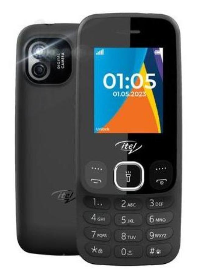 هاتف itel 2166 ثنائي الشريحة مع أوبرا ميني، راديو FM لاسلكي، مصباح ساطع - أسود