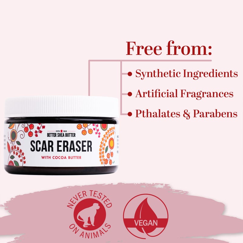 Better Shea Butter Scar Eraser Balm - Cocoa Butter Cream for Stretch Marks and Dark Spots, Burns, Old Scars - Acne Scars - Designed w Zero Synthetic Ingredients, 4 oz - Image 3