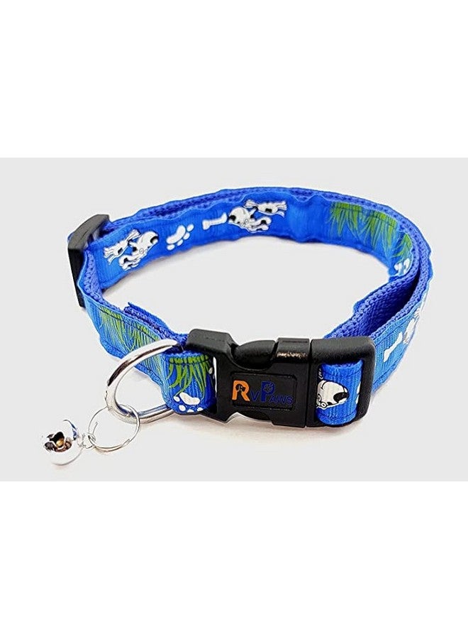 Pet 15 Mm Collar And Leash Set Printed - Adjustable Nylon Collar With Bell For Small And Medium Dogs, Quick Release And Breathable Collar And Leash Set For Puppies, Dog & Cat (Blue, Pattern-3) - Image 3