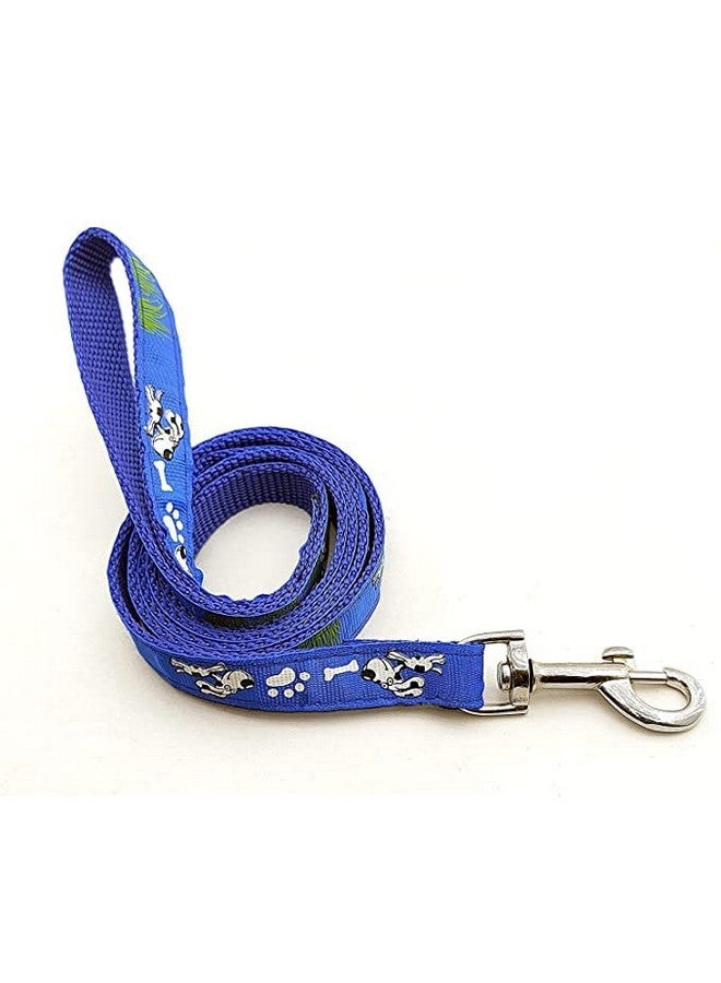 Pet 15 Mm Collar And Leash Set Printed - Adjustable Nylon Collar With Bell For Small And Medium Dogs, Quick Release And Breathable Collar And Leash Set For Puppies, Dog & Cat (Blue, Pattern-3) - Image 2