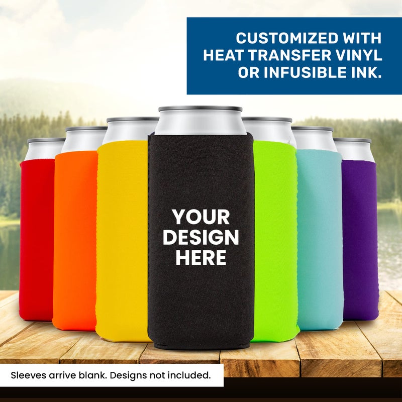 QualityPerfection Slim Can Cooler Sleeves  Beer/Energy (6 Pack) Drink Blank Skinny 12oz Premium Quality 4mm Neoprene Can Holders Beverage  Thermocoolers for Sublimation Vinyl and DTF(Multi Color) - Image 3