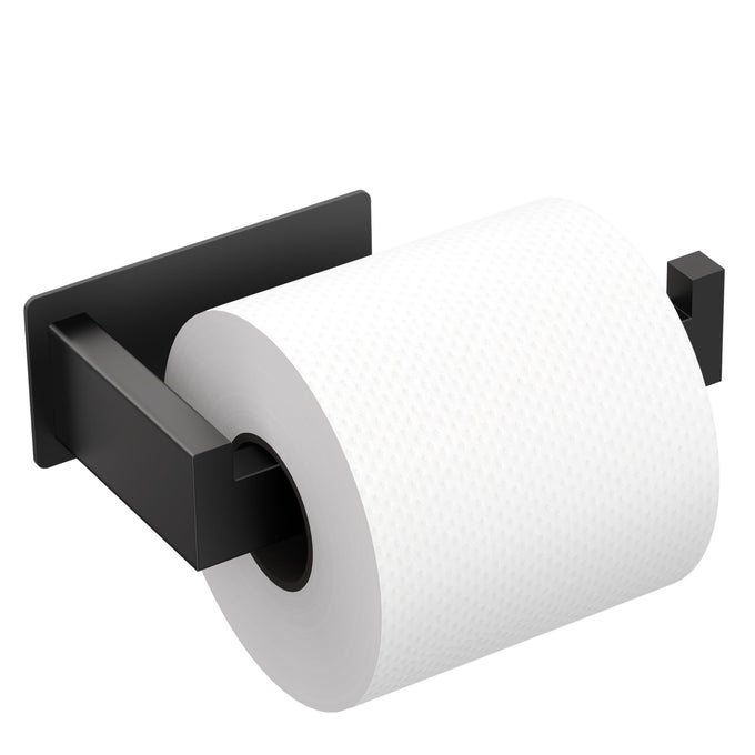 MATTE BLACK TOILET PAPER HOLDER SELF ADHESIVE TOILET ROLL HOLDER WALL MOUNT PREMIUM THICKEN SUS304 STAINLESS STEEL RUSTPROOF NO DRILLING TOILET TISSUE HOLDER FOR BATHROOM KITCHEN WASHROOM RV
