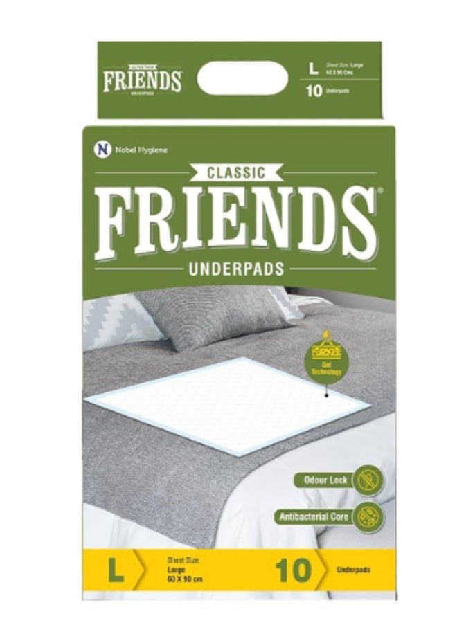 فوط صحية داخلية من فريندز، مقاس كبير (60×90 سم)، 10 قطع