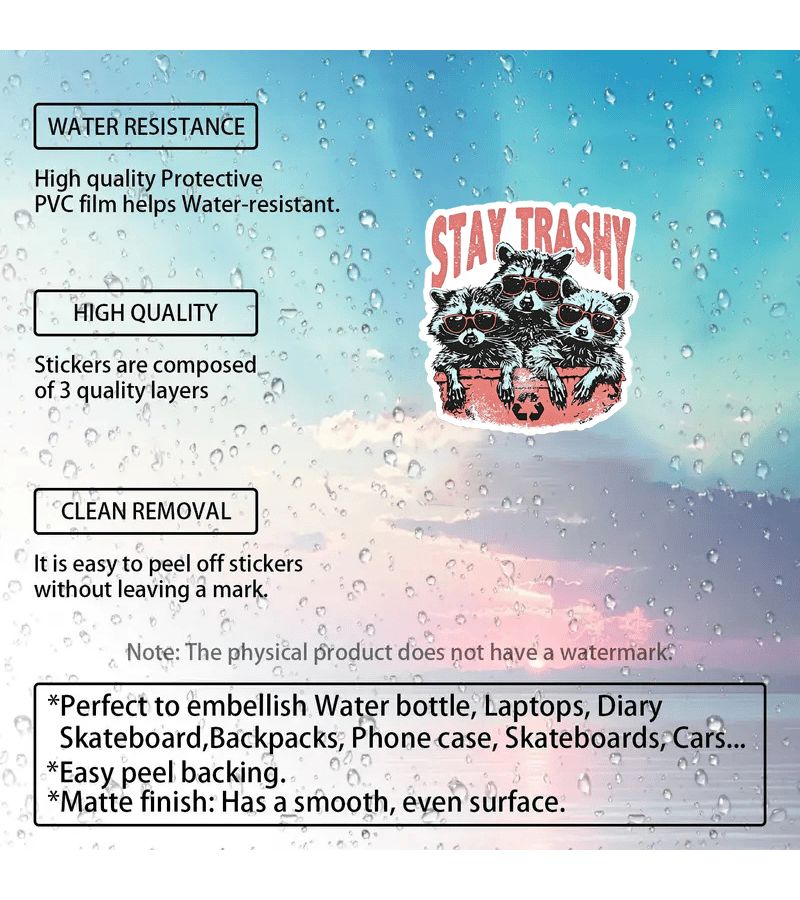 PVC Water Bottle Stickers Funny Cute Laptop Decals Set - Image 3