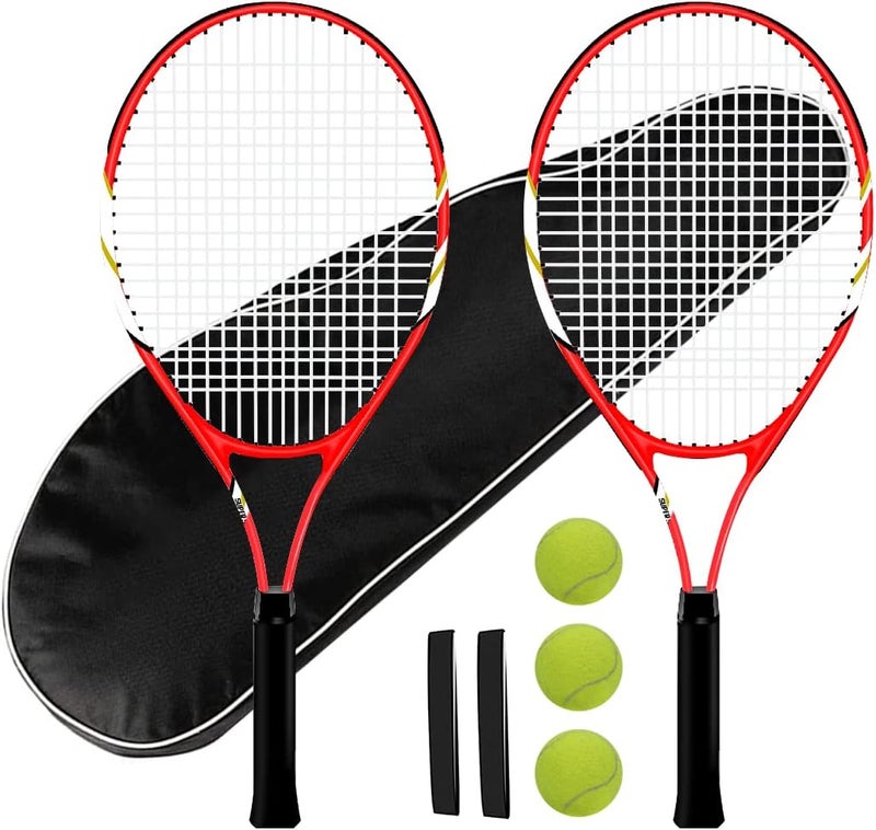 Layway Tennis Rackets 2 Players Recreational for Beginners,Pre-Strung 27 Inch Light Adult Racquet Set for Women Men with Tennis Balls,Overgrips and Carry Bag - Image 1