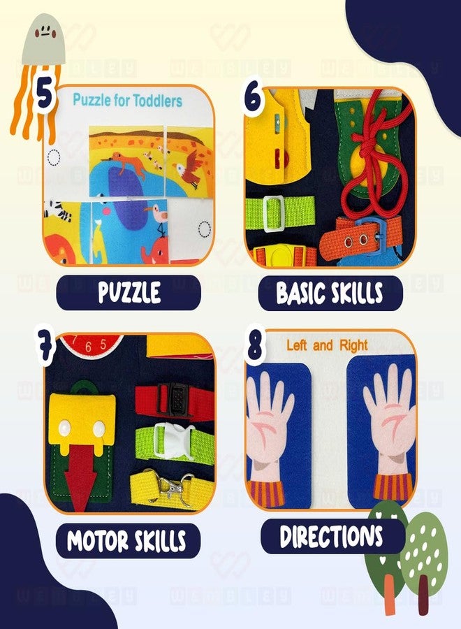 Wembley Busy Board Activity Binder Interactive Sensory Educational Toy for Toddlers Supports Fine Motor Skills & Creativity with Activities Soft Felt Busy Binder Birthday Gift,Animals,Multicolor - Image 3