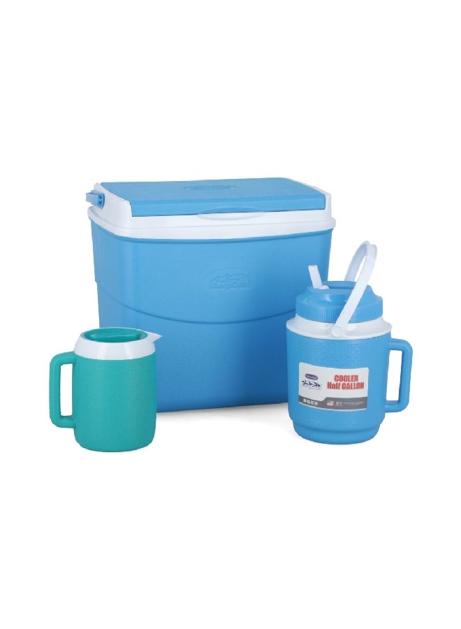 Keep Cold 3-Piece Durable Insulated Thermal Camping Ice Chest Combo Set Blue 20 L - Image 4