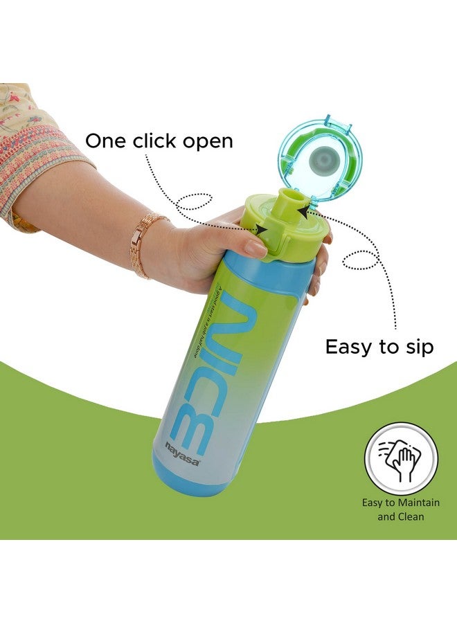 Nayasa Turbo 730 ml BPA Free | Leak Proof | Push Button Cap Water Bottle for School, College & Office | Sky Blue - Image 2