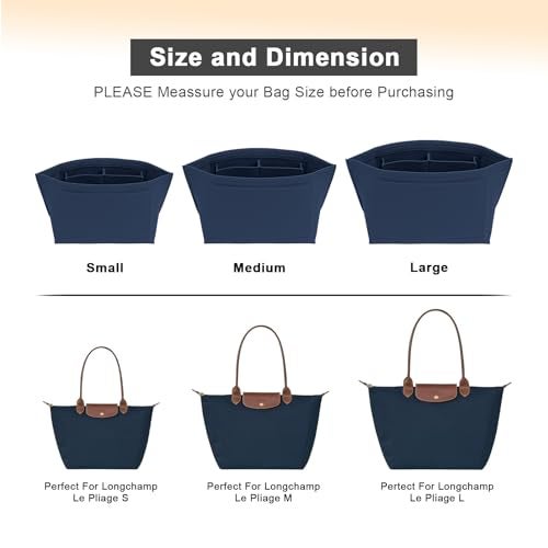 LOUKAYCCI Purse Organizer Insert for Longchamp Le Pliage L Handbag Insert Felt Long Champ Tote Bag Organizer Insert with Cup (DarkBlue, Large) - Image 4