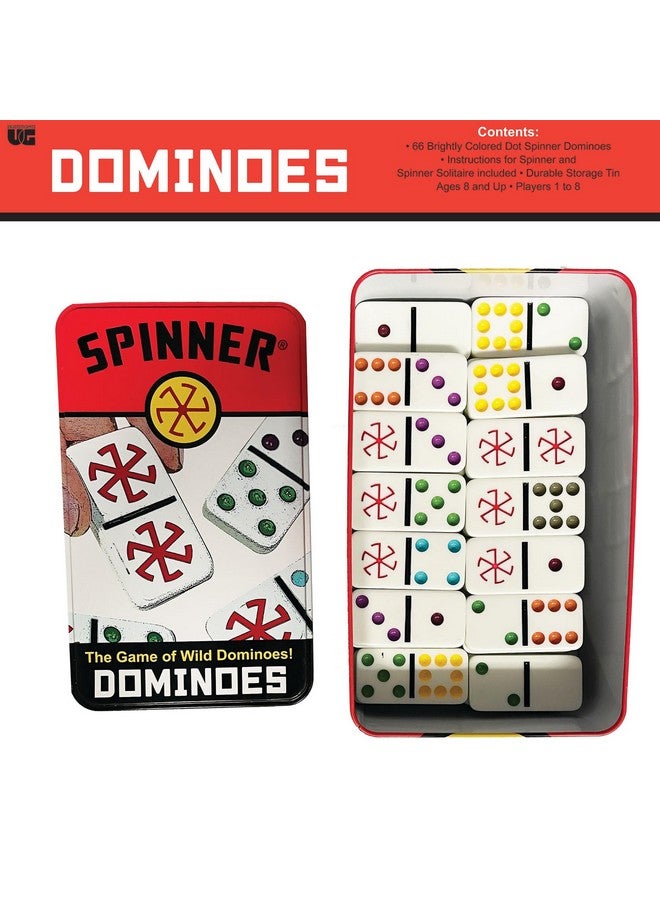 Front Porch Classics Spinner Colored Dot Dominoes Set On The Go Travel Storage Tin 2 To 8 Players Ages 8 To 99 - Image 4