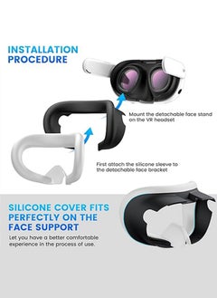 IINE VR Silicone Face Pad Cover and Anti-Leakage Nose Pad for Meta Quest 3 Original Headset Accessories, VR Face Cushion Pad Light Blocker for Oculus Quest 3 Headset (White))  - Image 3