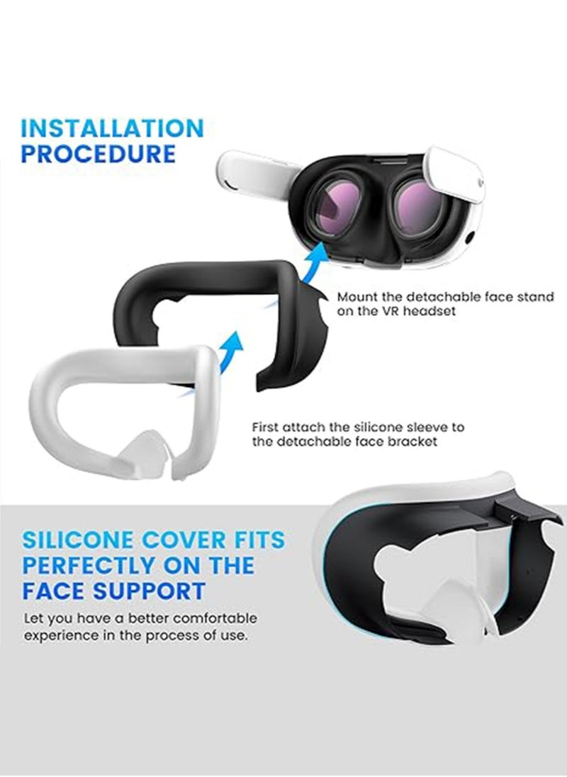 IINE VR Silicone Face Pad Cover and Anti-Leakage Nose Pad for Meta Quest 3 Original Headset Accessories, VR Face Cushion Pad Light Blocker for Oculus Quest 3 Headset (White))  - Image 3