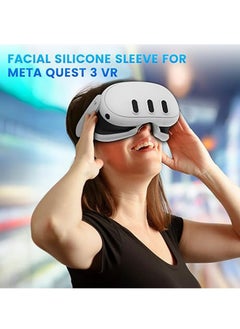 IINE VR Silicone Face Pad Cover and Anti-Leakage Nose Pad for Meta Quest 3 Original Headset Accessories, VR Face Cushion Pad Light Blocker for Oculus Quest 3 Headset (White))  - Image 5