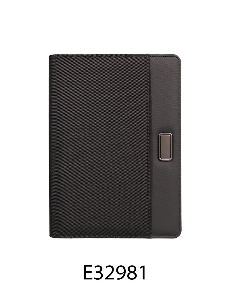 ORYX Unisex Professional Fabric Portfolio – B5 Organizer with Craft Paper Notebook & Metal Detail Black