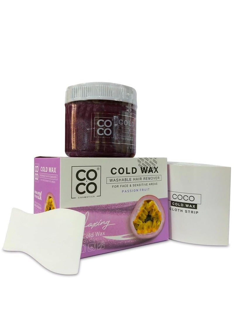 Coco Cold Wax Washable Hair Remover For Face & Sensitive Areas Passion Fruit 250g - Image 3