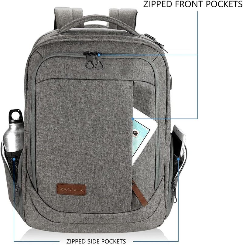 KROSER Laptop Backpack Large Computer Backpack Fits up to 15.6-17.3 Inch Laptop with USB Charging Port Water-Repellent School Travel Backpack Casual Daypack for Business/College/Women/Men - Image 2