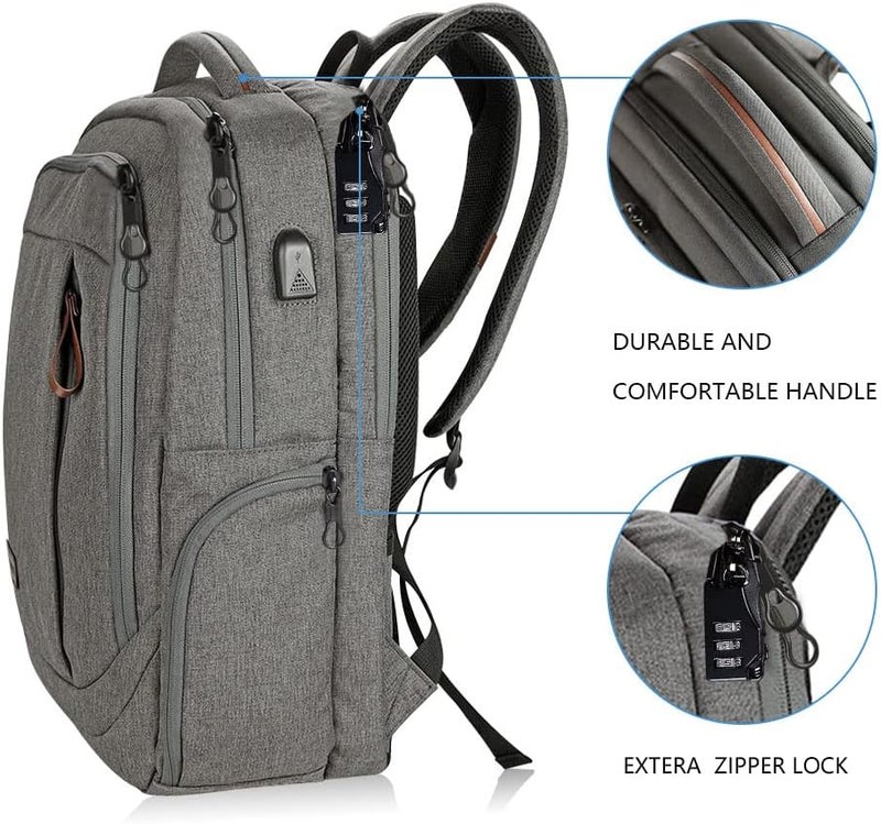 KROSER Laptop Backpack Large Computer Backpack Fits up to 15.6-17.3 Inch Laptop with USB Charging Port Water-Repellent School Travel Backpack Casual Daypack for Business/College/Women/Men - Image 4