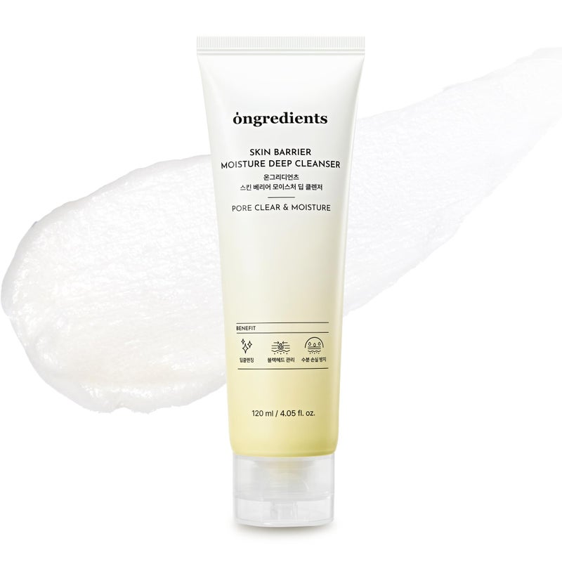 ONGREDIENTS Skin Barrier Moisture Deep Cleanser | Daily Face Wash for All Types | Centella, Peptide, AHA, LHA, Hydrating, Soothing, Pore Tightening | Vegan, Korean Skin Care 4.06 fl Oz - Image 1