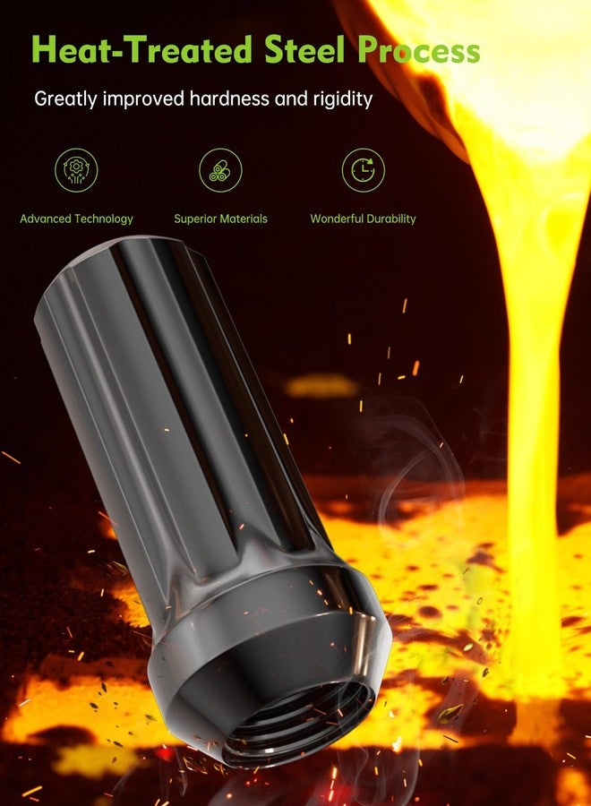 AUTOPTIM مجموعة صواميل عجلات سوداء من أوتوبتيم، 32 قطعة، مقاس M14x1.5 - بديل لعجلات ما بعد البيع ذات 8 مسامير لسيارات شيفروليه سيلفرادو 1500، رام 2500، 3500، جي إم سي سييرا، وفورد F250، صواميل طويلة ذات 7 شقوق، بمقعد مخروطي مغلق الطرف، مع مفتاح ربط. - Image 4