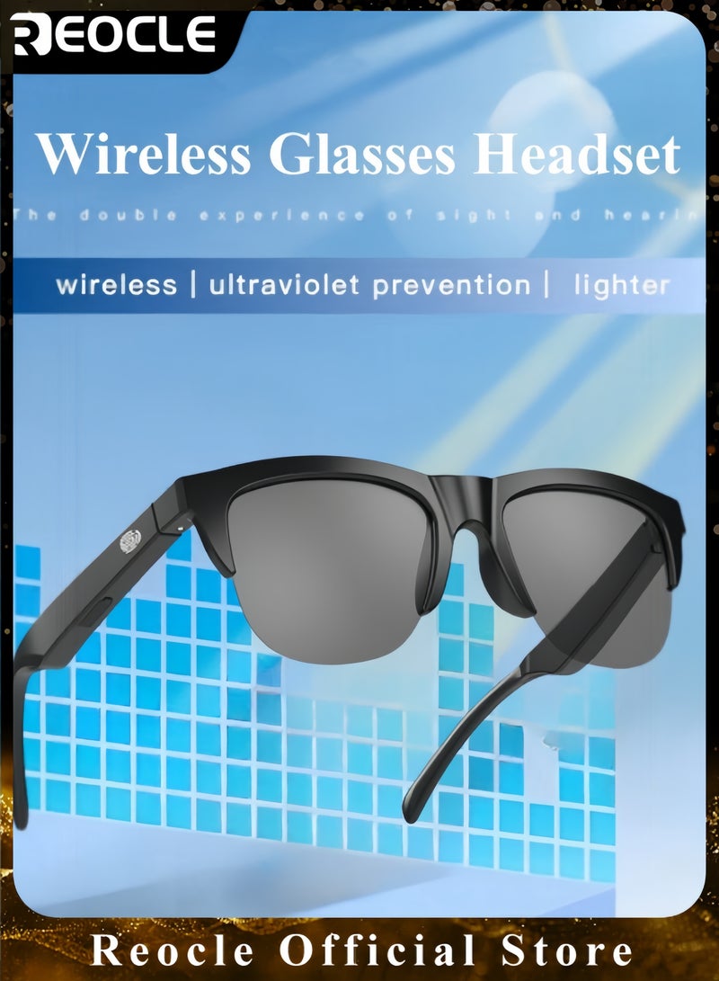 ريوكل نظارات شمسية ذكية لاسلكية تعمل بالبلوتوث مع جودة صوت باللغة الهندية وحماية من الأشعة فوق البنفسجية ومفتاح يعمل باللمس ونظارات شمسية خفيفة الوزن ومستقطبة مقاومة للصدمات للرجال والنساء - Image 1