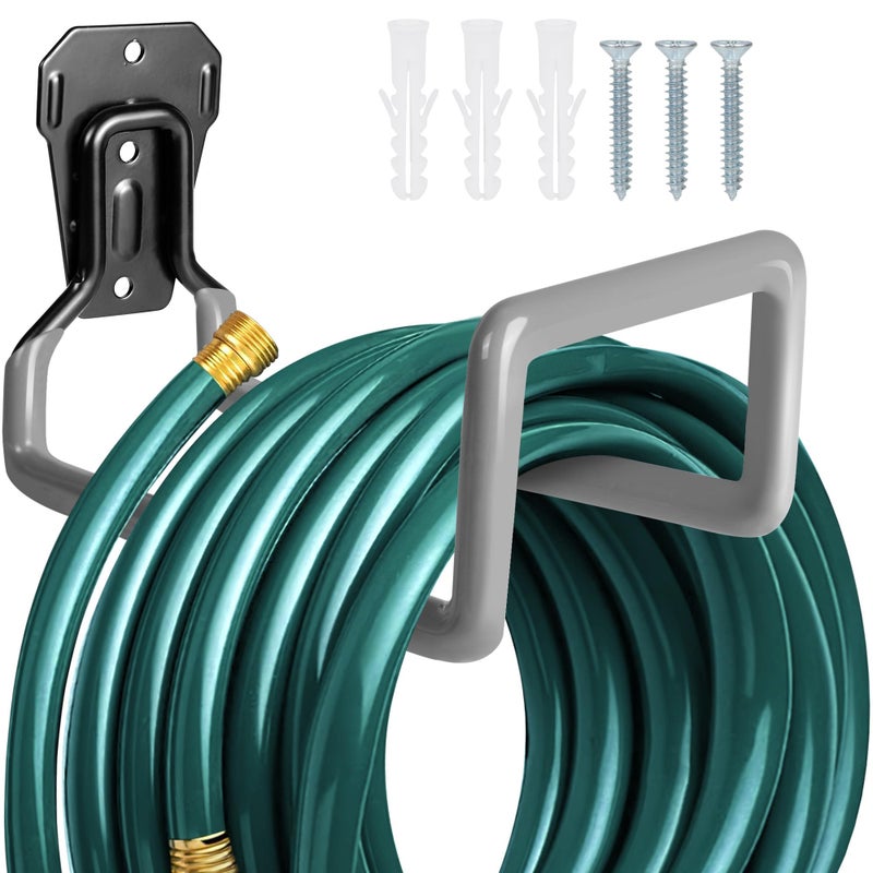 PeoMev Garden Hose Holder Metal Garden Hose Reel Wall Mounted Water Hose Holders for Outside Heavy Duty Hose Hanger for Water Hose Storage - Image 2