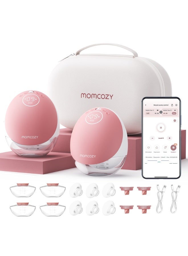 Momcozy مضخة الثدي بدون استخدام اليدين محدثة تدفق متنقل | M9، تحكم سري عبر التطبيق مع أوضاع متعددة مخصصة و 15 مستوى - Image 1