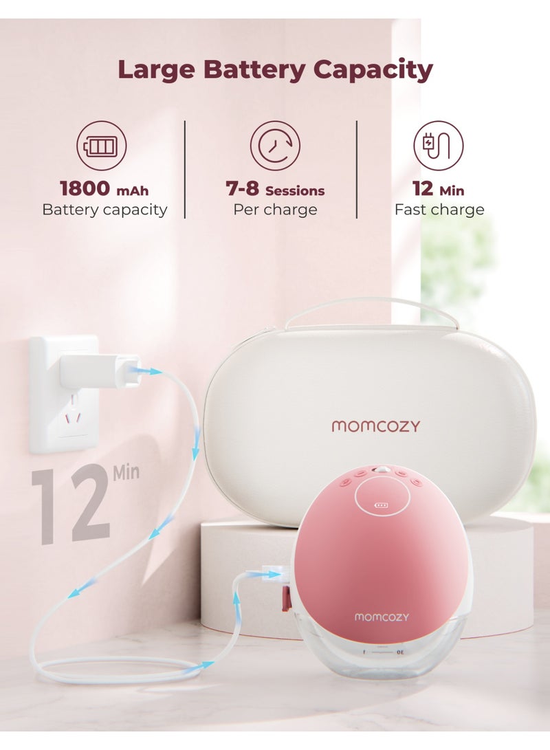 Momcozy مضخة الثدي بدون استخدام اليدين محدثة تدفق متنقل | M9، تحكم سري عبر التطبيق مع أوضاع متعددة مخصصة و 15 مستوى - Image 5