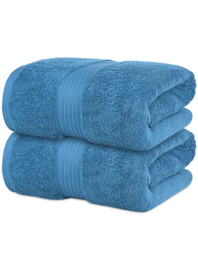 Bliss Casa Bliss Casa 2-Piece 100% Combed Cotton Bath Sheets - 550 GSM Large Bath Towels Quick Dry Highly Absorbent - Thick Soft Hotel Quality Bathroom Towels for Bath and Spa 90x180 cm