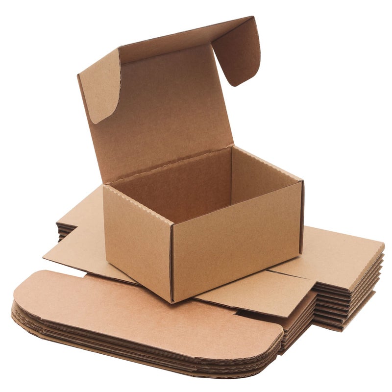 YOUNGKEE 10 Pack Small Shipping Boxes 6x4x3'' Corrugated Small Cardboard Boxes for Shipping, Recyclable Packaging Boxes for Business, Mailer, Gift Packing, Crafts Packing, Jewelry Box, Brown - Image 1