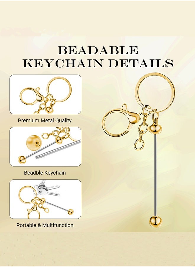 Generic Beadable Keychain Bars, 6-Piece Bead Keychain Bar Beadable Keychain Blanks for DIY Craft Jewelry Making Gift Gold  - Image 4