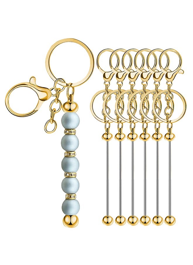 Generic Beadable Keychain Bars, 6-Piece Bead Keychain Bar Beadable Keychain Blanks for DIY Craft Jewelry Making Gift Gold  - Image 1