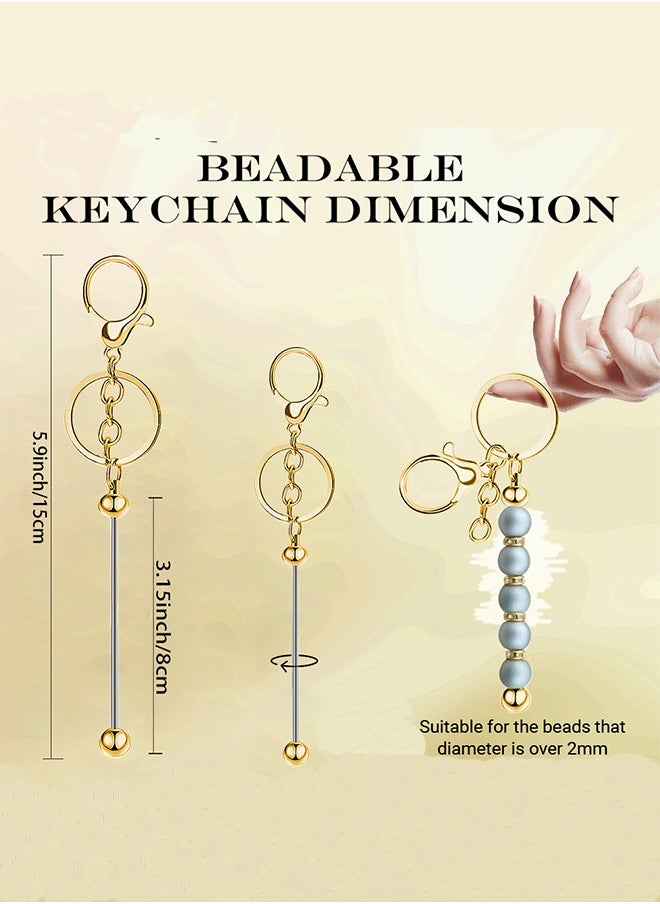 Generic Beadable Keychain Bars, 6-Piece Bead Keychain Bar Beadable Keychain Blanks for DIY Craft Jewelry Making Gift Gold  - Image 3